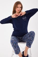 PC8428-S طقم بيجاما قطعتين قطن ماركة بيير كاردان لون كحلي - الصورة 5