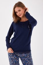 ⁦PC8428-S طقم بيجاما قطعتين قطن ماركة بيير كاردان لون كحلي⁩ - الصورة ⁦3⁩