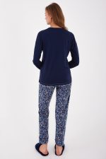 ⁦PC8428-S طقم بيجاما قطعتين قطن ماركة بيير كاردان لون كحلي⁩ - الصورة ⁦4⁩