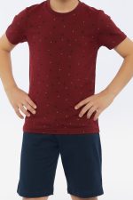 RP2807-2 طقم شورت للاطفال قطعتين بلوز لون خمري مع شورت لون اسود - الصورة 3