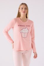 ⁦RP3479 من كولكشن الام مع ابنتها طقم بيجاما دافئ لون زهري -Valeriastores⁩ - الصورة ⁦2⁩