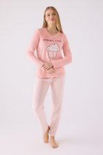 ⁦RP3479 من كولكشن الام مع ابنتها طقم بيجاما دافئ لون زهري -Valeriastores⁩ - الصورة ⁦4⁩