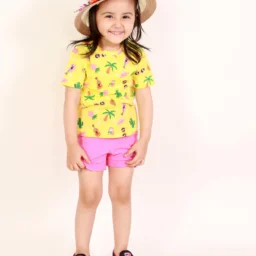 tropical-print-t-shirt-with-shorts-girls-casual-set-890184